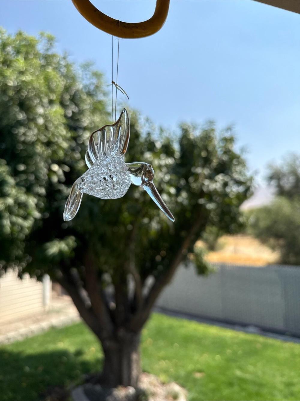 Clear Glass Hummingbird Hanging Ornament - Decorative Bird Accent